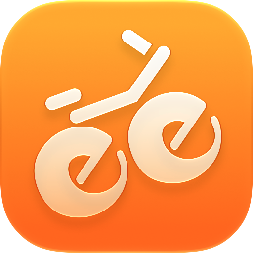 The Wheelie app icon: a stylized bicycle on an orange background.